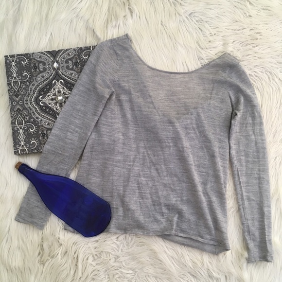 ASOS Sweaters - Asos Light Grey Wool Blend Cross Wrap Back Sweater